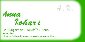 anna kohari business card